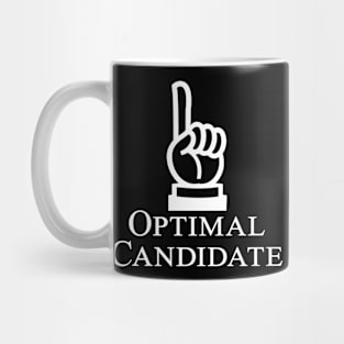 Optimal Candidate - white text pointing up Mug